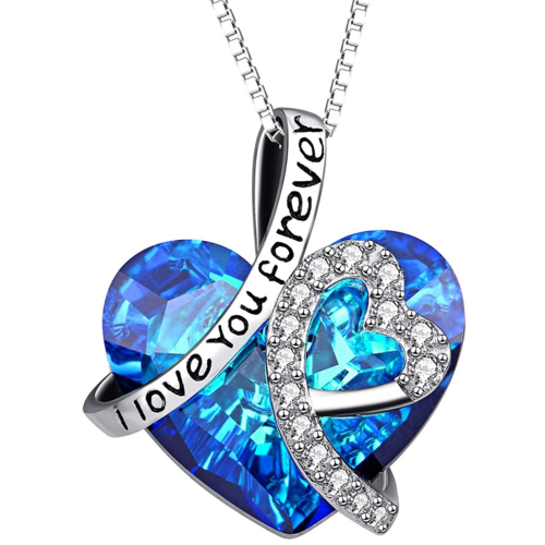 Blue Austrian Crystal Heart Necklace