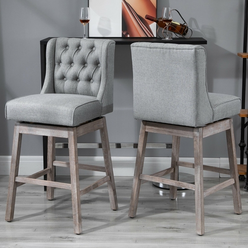 HOMCOM Set of 2 Barstools, 180 Degree Swivel Kitchen Island Stool