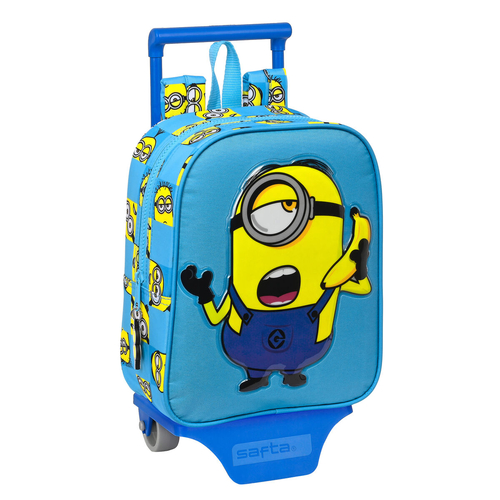 School Rucksack with Wheels Minions Minionstatic Blue (22 x 28 x 10