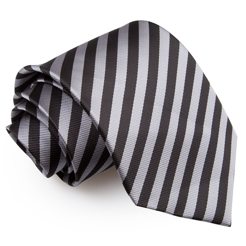 Thin Stripe Classic Tie - Black & Grey