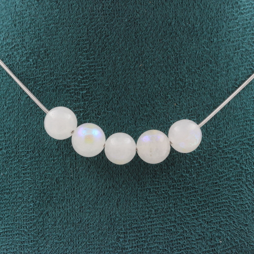 Moonstone 8 mm 5 beads necklace