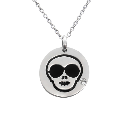 Cool Skull Emoji Necklace With Swarovski Crystal