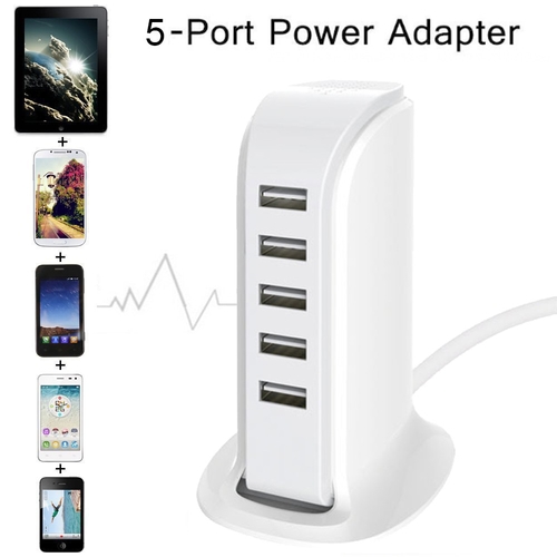 5 USB Multi Port Travel UK Plug Charger Desktop