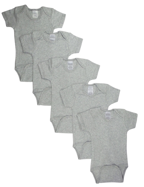 Bambini LS-0179 Bodysuit, Gray - Newborn - Pack of 5