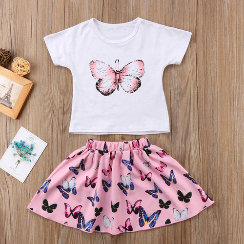 Sweet Summer Style Two Piece Set Girls Butterfly