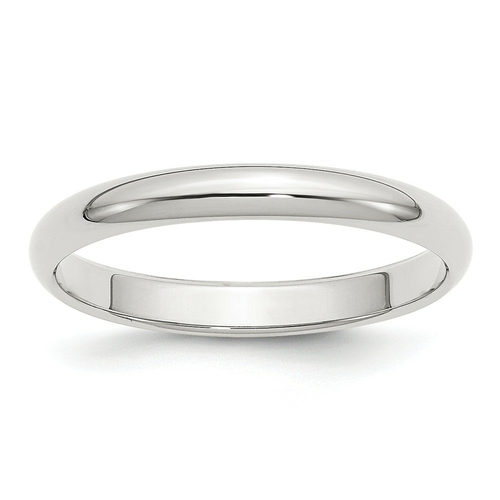 Bridal QWH030-10.5 3 mm Sterling Silver Half-Round Band, Polished 