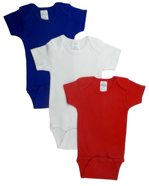 Bambini LS-0198 Short Sleeve Bodysuit - Red, Small - Pack of 3