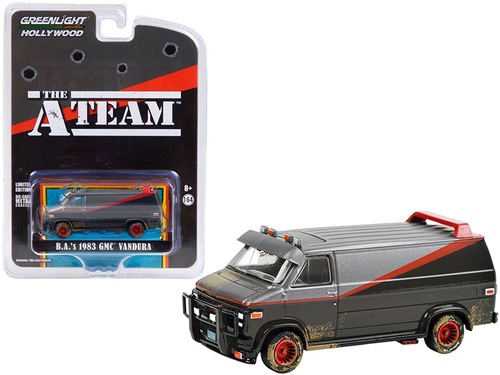 1983 GMC Vandura Van (B.A.\'s) Black and Silver with Red Stripe (Dirty