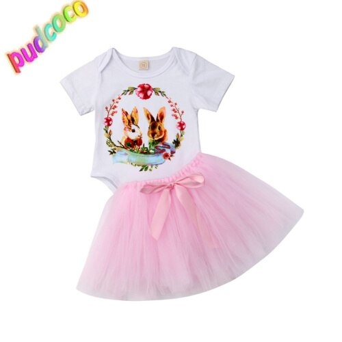 Newborn Baby Girls Rabbit  Romper Tutu Skirt 