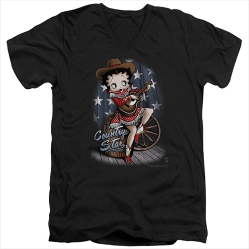Boop-Country Star - Short Sleeve Adult 30-1 Tee, Black - Medium