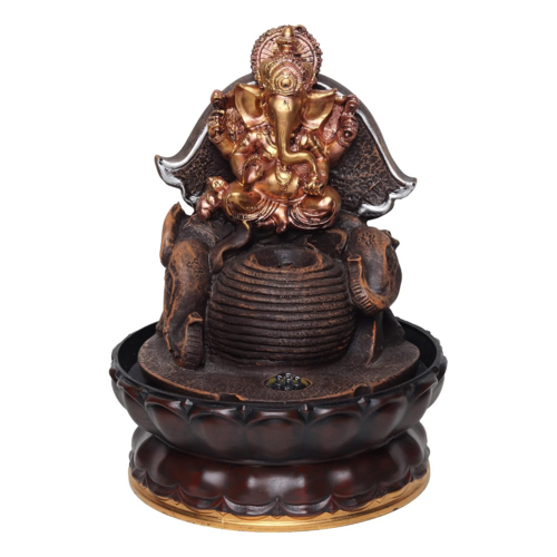 Lord Ganesha Ji Tabletop Water Fountain, Environmental Resin Round