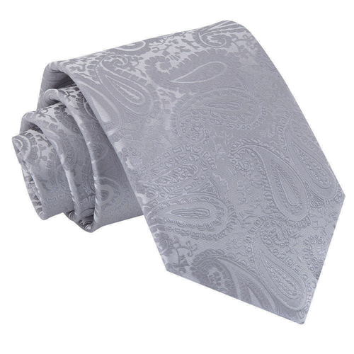 Paisley Classic Tie - Silver