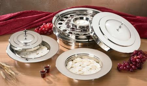 CBCS PD373SLV Stacking Communion Tray-40 Holes-Silver