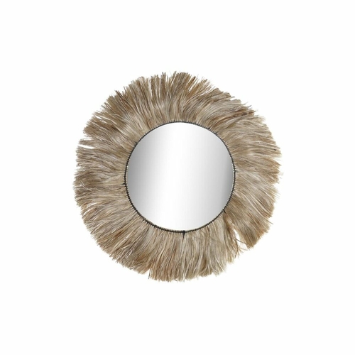 Wall mirror DKD Home Decor Crystal Natural Jute (64 x 3 x 64 cm)