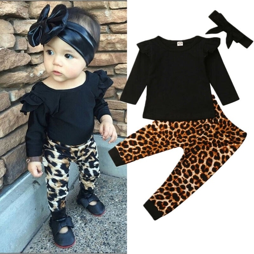 Kleinkind Kinder Baby Mädchen Tops T shirt Leopard