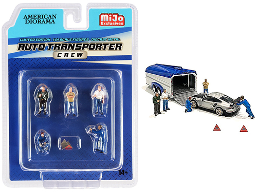 \Auto Transporter Crew\" Diecast Set of 7 pieces (5 Figurines and 2