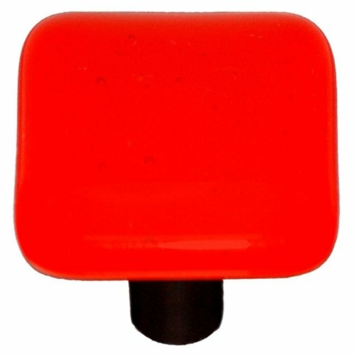 Hot Knobs HK1007-KA Transparent Orange Square Glass Cabinet Knob - Alu