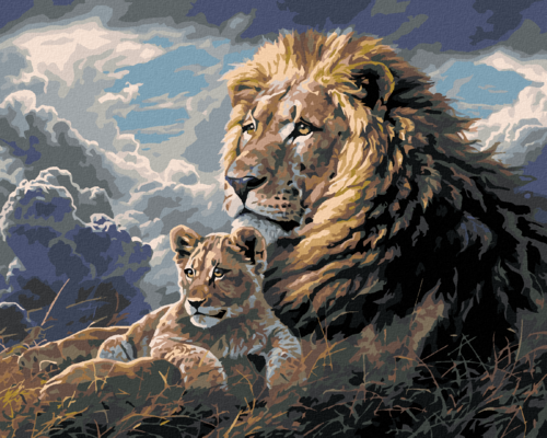 Paint by Numbers - LION WITH CUB AND CLOUDS (ABRAHAM HUNTER)