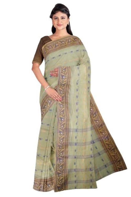 Women'S Tangail Pure Cotton Silk Border Traditional Bengal Handloom