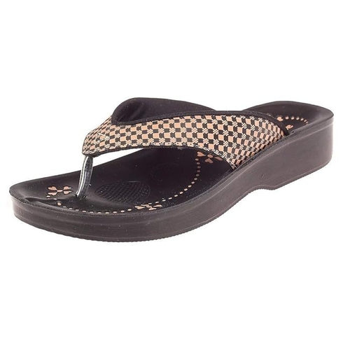 Women's Block Design Flip-Flop (Size-UK-7) (Color-BROWN)