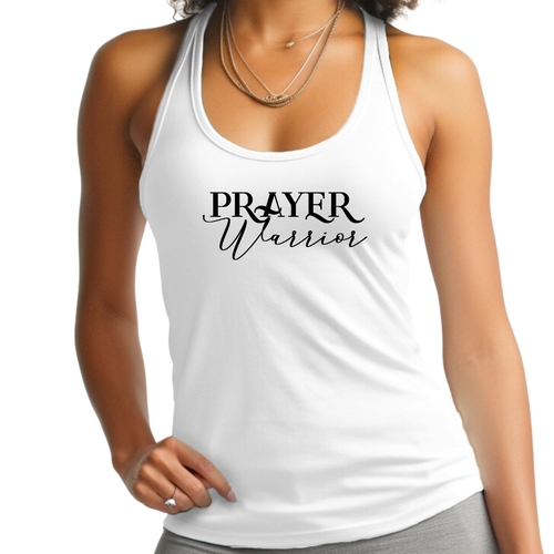 Womens Fitness Tank Top Graphic T-shirt - Prayer Warrior Script Style