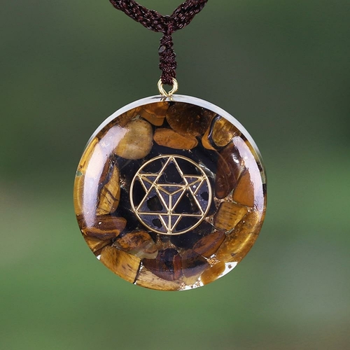 Natural Tiger Eye Orgonite Pendant Energy Crystal Reiki Pendant