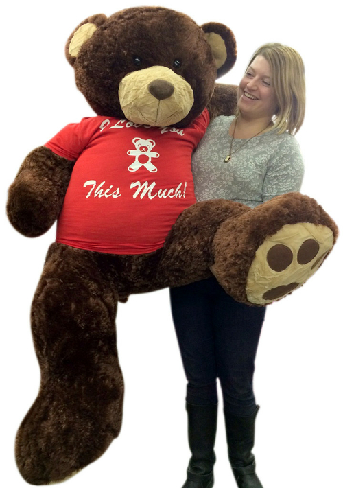  5 Foot Giant Teddy Bear Soft Brown 60 Inches, Wears Removable T-shirt