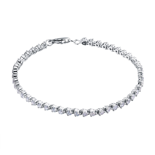 14K White Gold Bracelet with 46 Round-Cut Lab-Created Diamonds 3.241