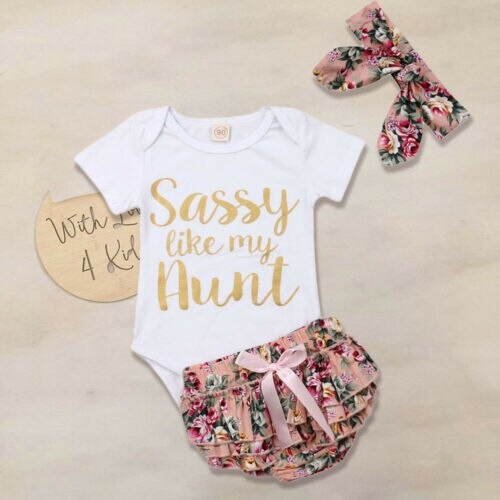 Newborn Baby Girls Tops Romper Bodysuit Floral