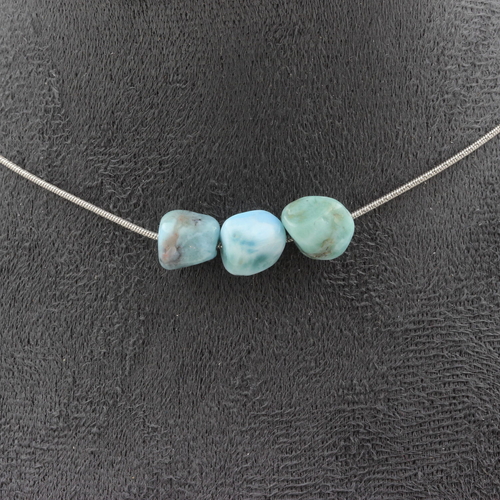 Larimar from the Dominican Republic 3 beads necklace.