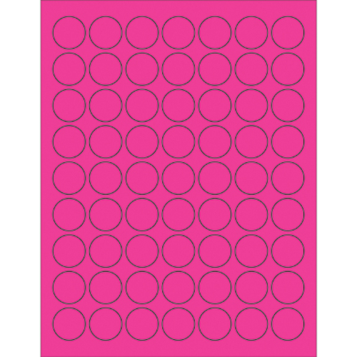 Box Partners LL191PK 1 in. Fluorescent Pink Circle Laser Labels - Pack