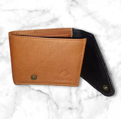 Formal Brown Artificial Leather Wallet Button Closure