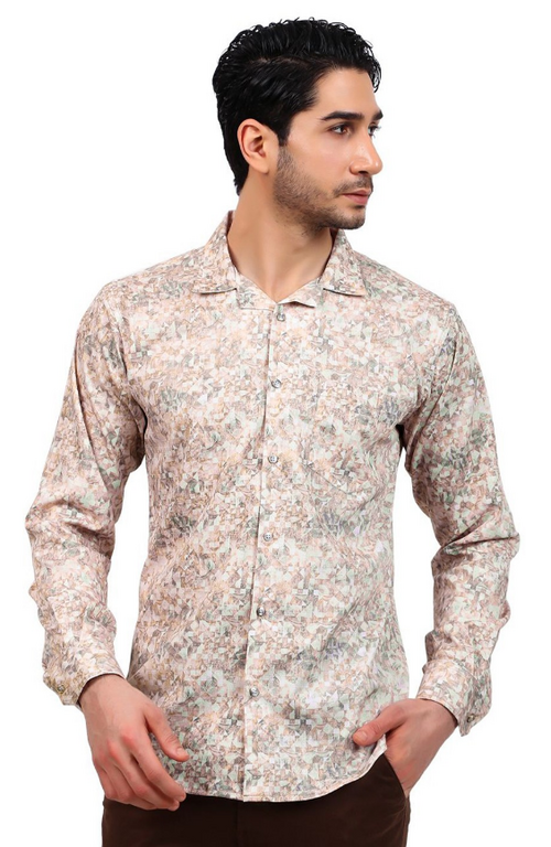 Men Relaxed Cuban Collar Conversational Printed Cotton Slim Fit Casual
