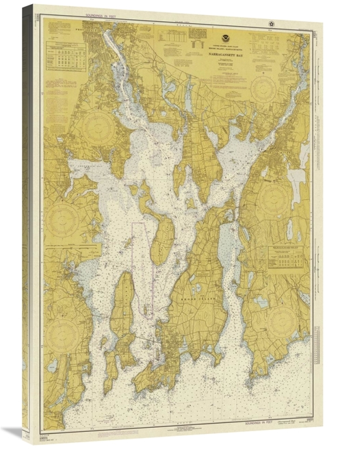 Global Gallery GCS-450539-36-142 36 in. Nautical Chart - Narragansett 