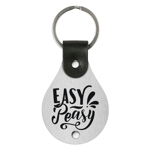 Leather keychain with stainless steel plate – Easy peasy