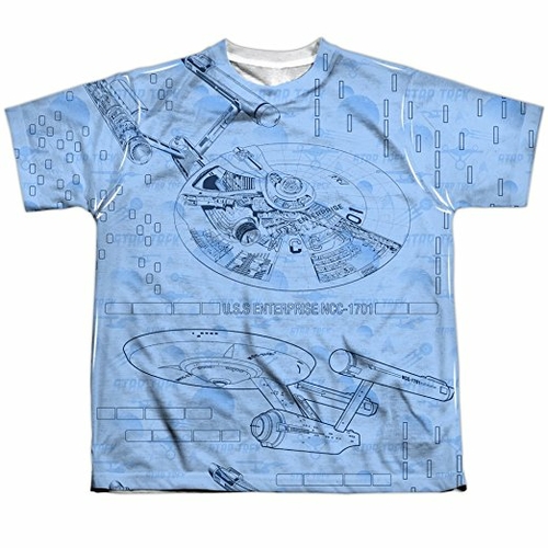 Trevco CBS1288FB-YTPP-2 Star Trek-Blue Print - Short Sleeve Youth Poly