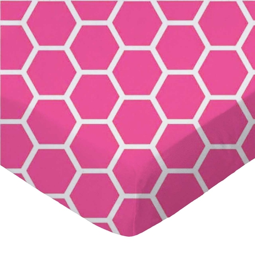 SheetWorld Fitted Crib Sheet - 100% Cotton Woven - Hot Pink Honeycomb,