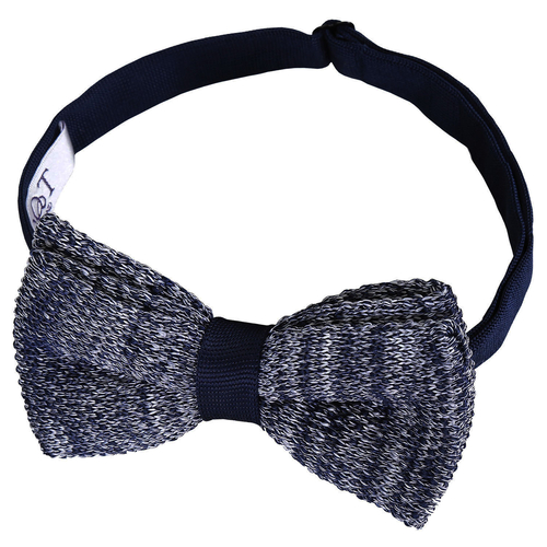 Melange Plain Speckled Knitted Pre-Tied Bow Tie - Navy