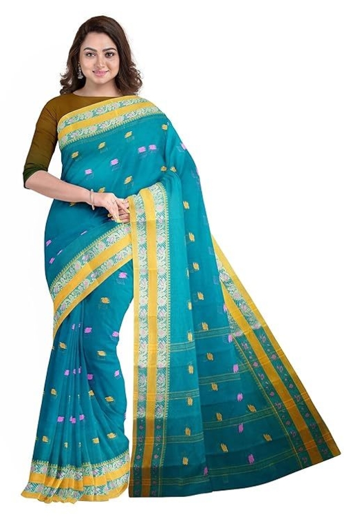 Women'S Tangail Pure Cotton Silk Border Traditional Bengal Handloom