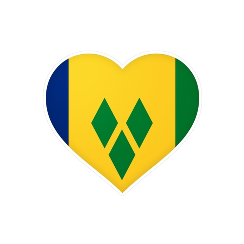 Autocollant en coeur Drapeau de Saint-Vincent-et-les-Grenadines en plu