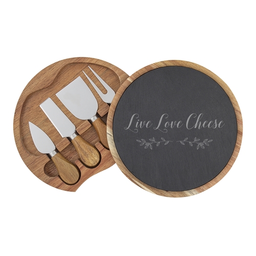 Cathys Concepts 2201-ST 5 Piece Live Love Cheese Slate & Acacia Cheese
