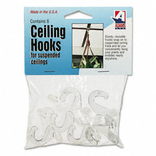 Adams 1900993241 Clear Plastic Ceiling Hooks  5/16 x 3/4 x 1-3/8  6 Ho