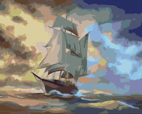 Zuty - Paint by Numbers - SAILING SHIP AT SEA (D. RUSTY RUST), 40x50