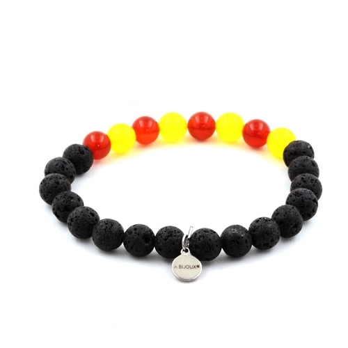 Lava + Yellow Agate + Red Agate Bracelet 8 mm Beads.