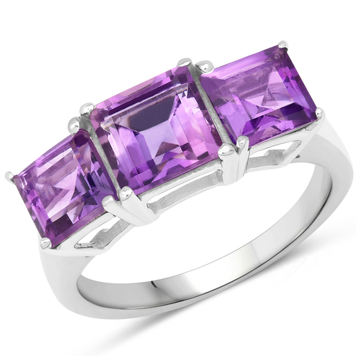 4.37 Carat Genuine Amethyst .925 Sterling Silver Ring