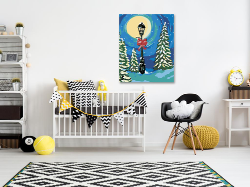 Paint by Numbers - SNOW-COVERED STREET LIGHT BETWEEN TREES