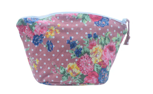 Pink Dot Flower Cosmetic & Travel Pouch