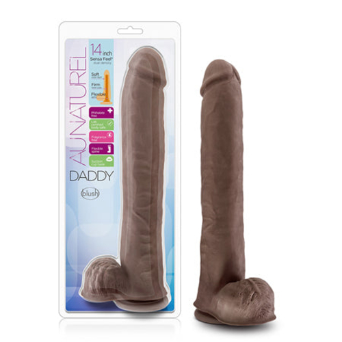 Blush Au Naturel Daddy 14 in. Posable Dual Density Dildo with Balls &