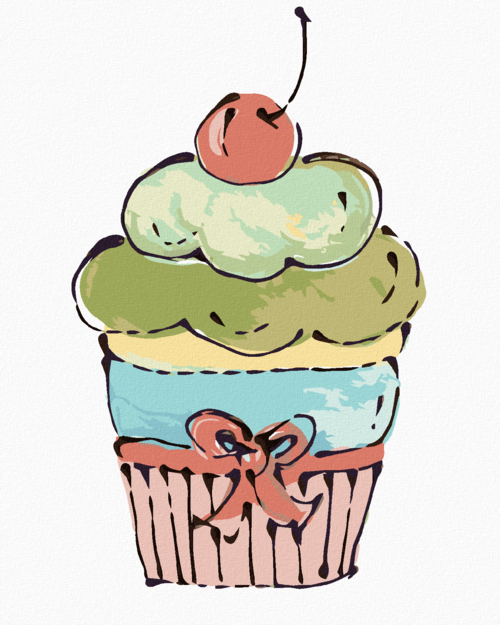 Paint by Numbers - CUPCAKE WITH PINK CHERRY (HALEY BUSH)