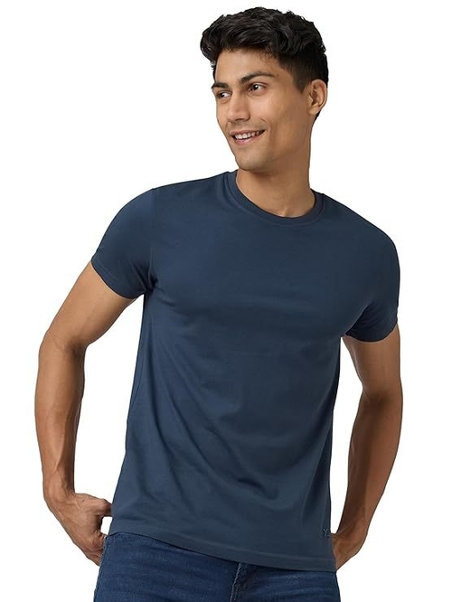 Mens Cotton Solid Regular Fit Round Neck Half Sleeves T-Shirt